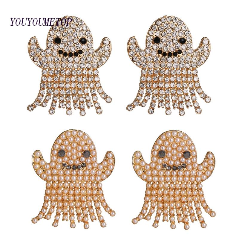 Bông Tai Hình Ma Đính Đá Ngọc Trai Nhân Tạo Cho Lễ Halloween