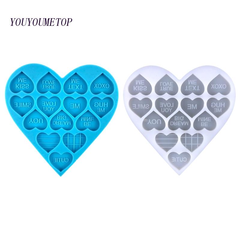 Khuôn Silicone Làm Mặt Dây Chuyền / Móc Tai Hình Trái Tim Bằng Epoxy Resin DIY