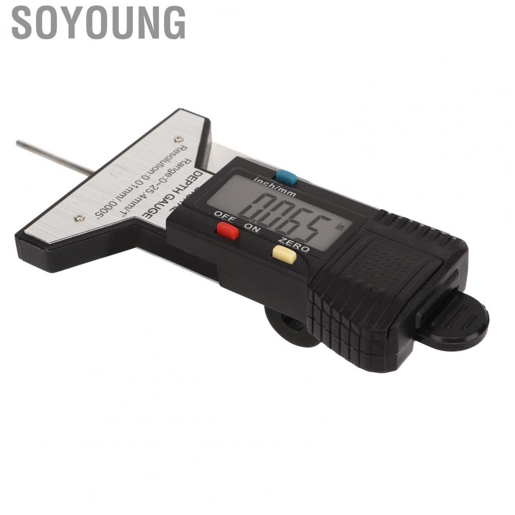 Soyoung Tyre Tread Depth Gauge  Easy To Read LCD Display Portable Measuring Tool Inch Mm Conversion High Accuracy for Cars Trucks