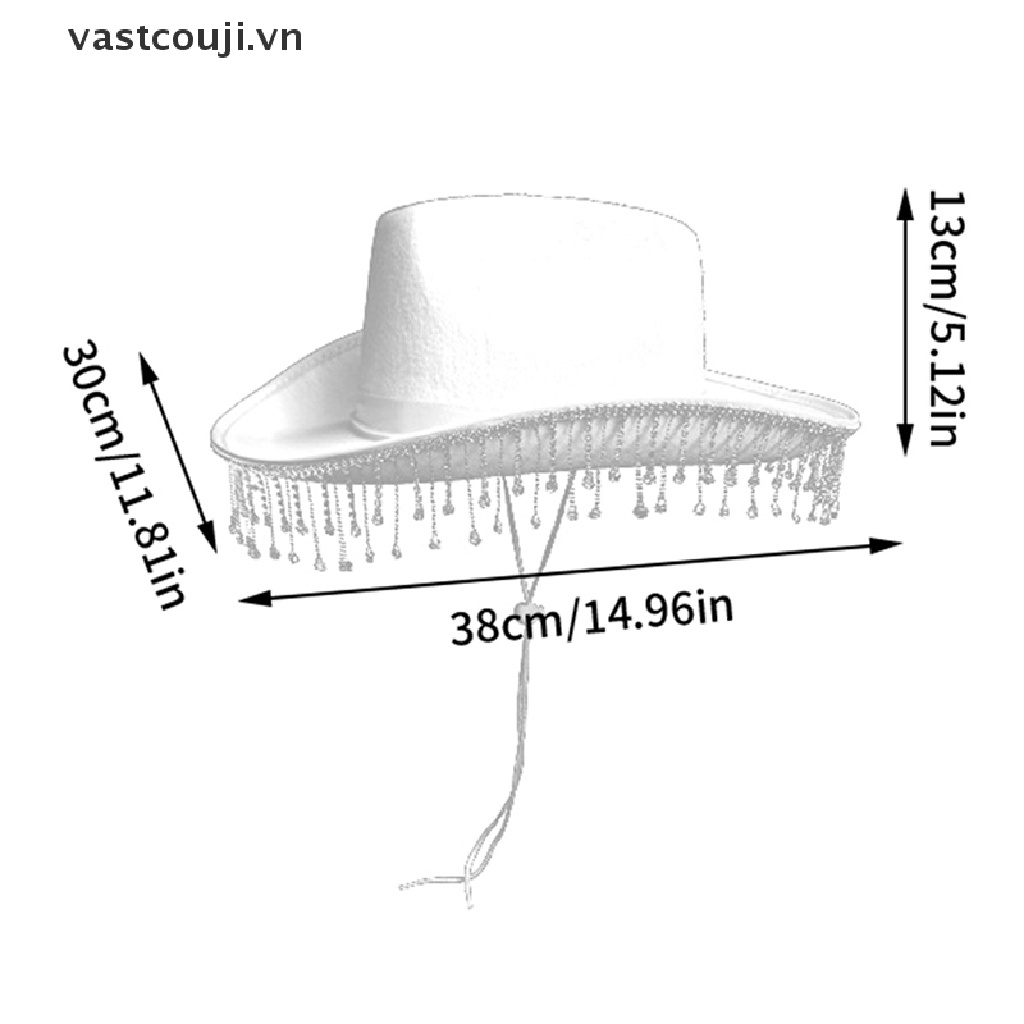 Mũ Cao Bồi Màu Trơn Đính Đá Phối Dây Rút Thời Trang Cho Nữ