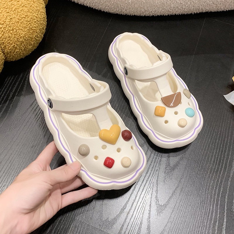 Dép Bít Mũi Đục Lỗ Dễ Thương Thời Trang Đi Biển Cho Nữ