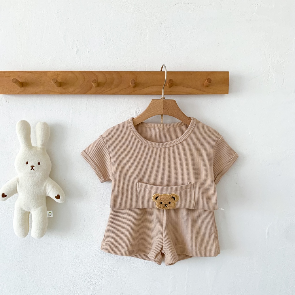 Bộ Đồ Ngắn Tay Màu Trơn Thời Trang Mùa Hè Dành Cho Bé 0-2 Tuổi