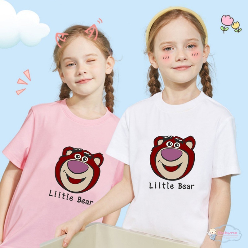Áo Thun Cotton In Hình Gấu Hoạt Hình Thoải Mái Chất Lượng Cao Cho Bé Gái