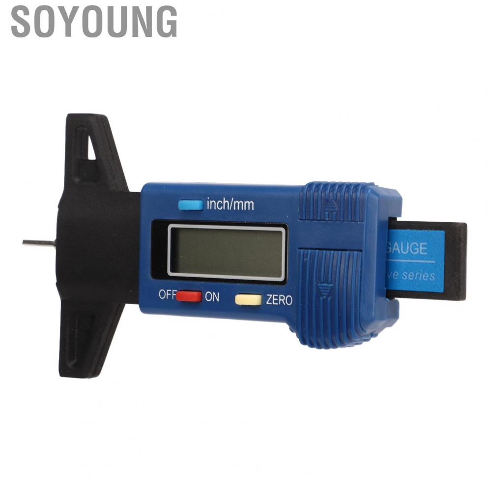 Soyoung Car Tyre Tread Depth Gauge  0-25.4mm Portable Solid Structure 1.55V Universal Fitment Digital Tire Tool for Truck