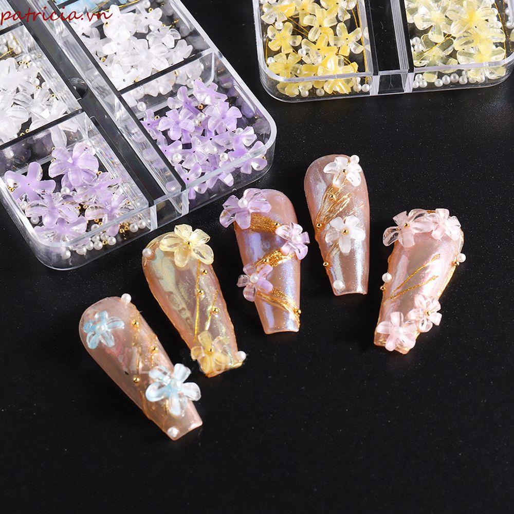 Hạt Ngọc Trai Hình Hoa Năm Cánh Bằng Kim Loại Trang Trí Móng Tay Thời Trang|Phụ Kiện Trang Trí Móng Tay Xinh Xắn