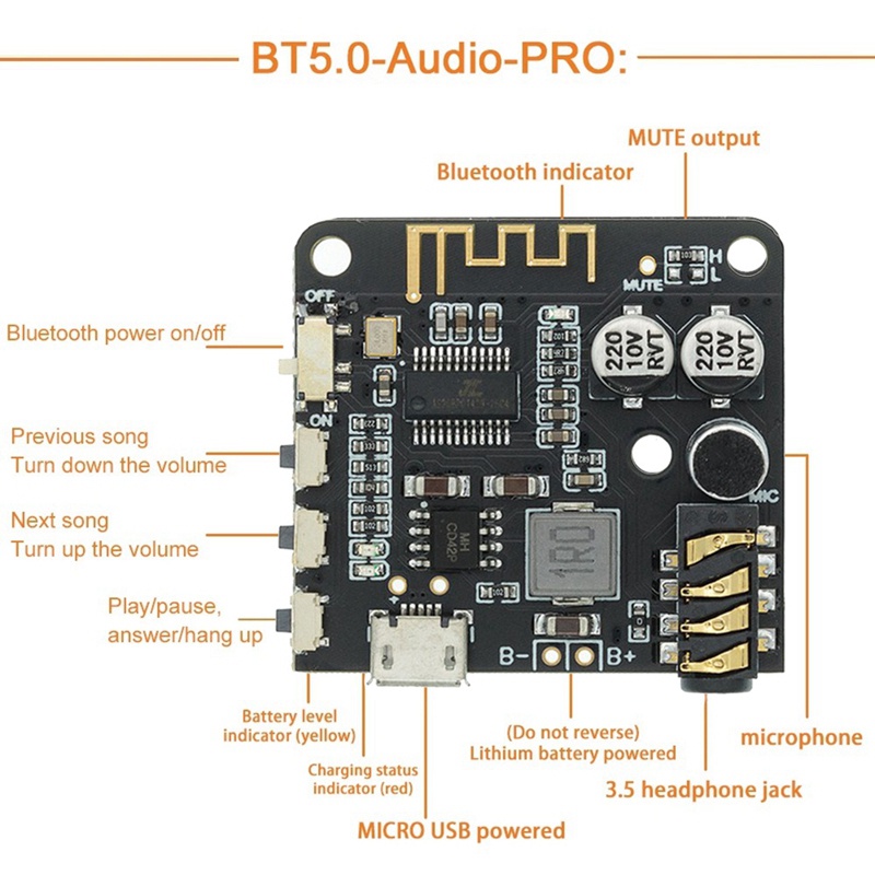 Bảng Mạch Khuếch Đại Âm Thanh MP3 1-To-2 Kết Nối Bluetooth Chống Mất Cho Loa Xe Hơi