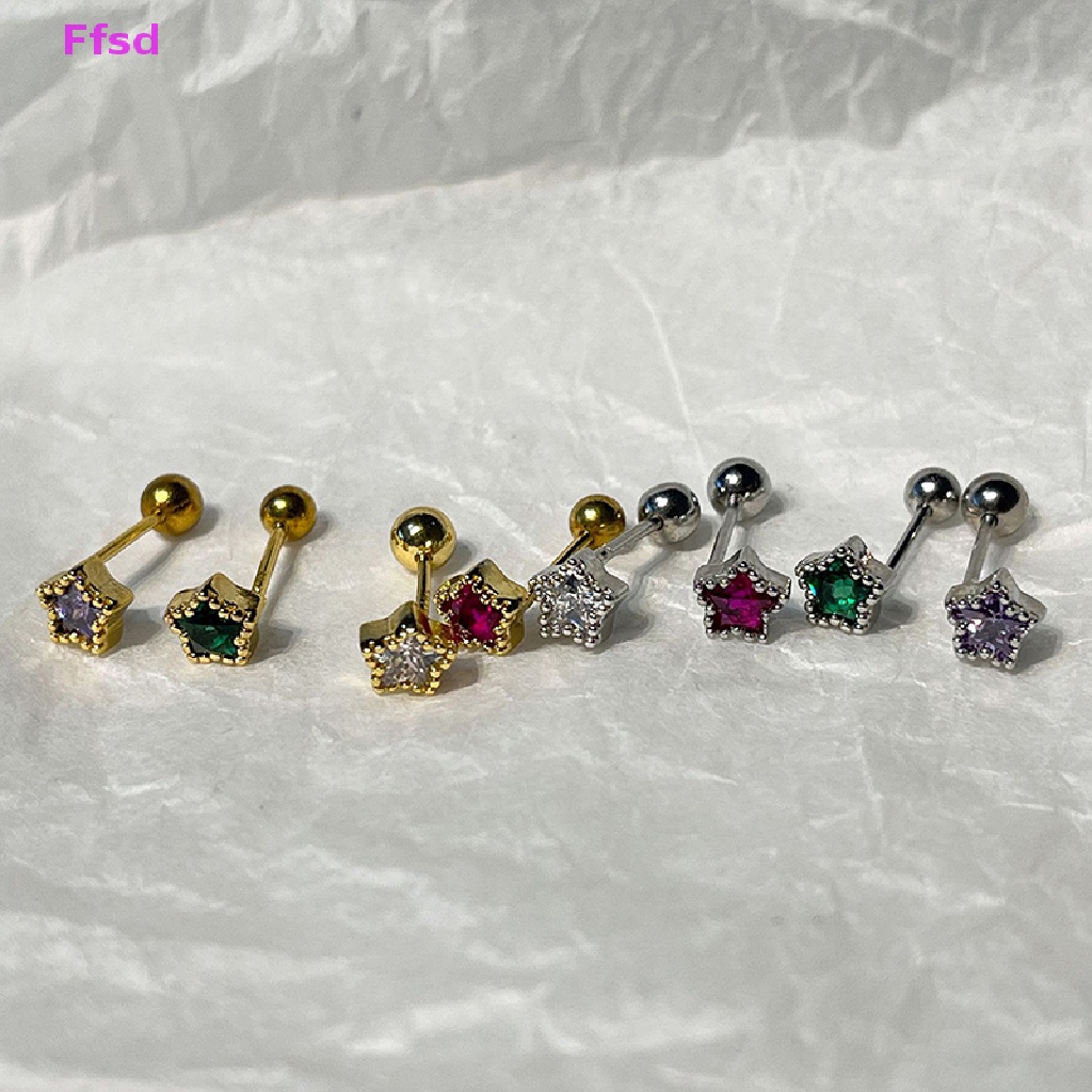 1 Đôi Khuyên Tai Đính Đá Zircon Hình Ngôi Sao Thời Trang Cho Nữ