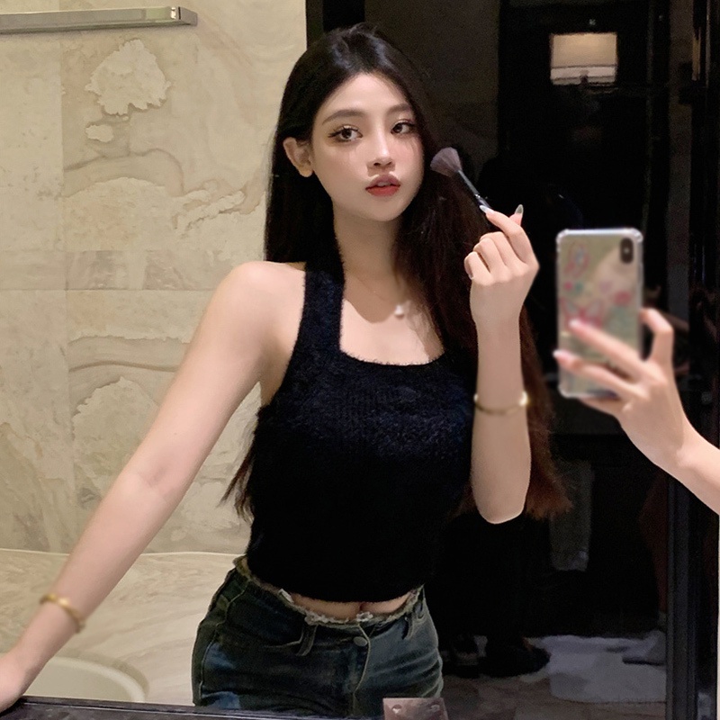 Áo Croptop Hai Dây Màu Sắc Thời Trang Vintage Cho Nữ