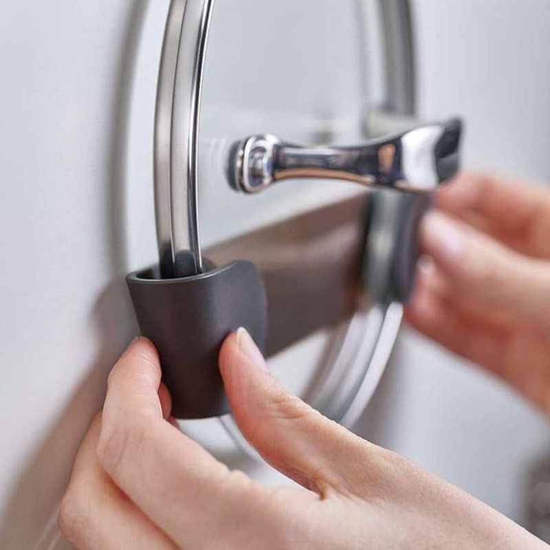 Bộ 4 Giá Đỡ Nắp Nồi Gắn Tường Không Cần Đục Lỗ Tự Dính Sắp Xếp Gọn Gàng Cho Nhà Bếp