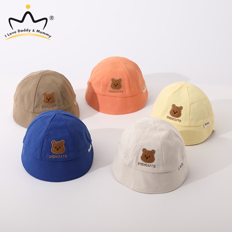 Mũ Bucket Chống Nắng Thêu Họa Tiết Gấu Hoạt Hình Phong Cách Hàn Quốc Cho Bé Trai Và Gái