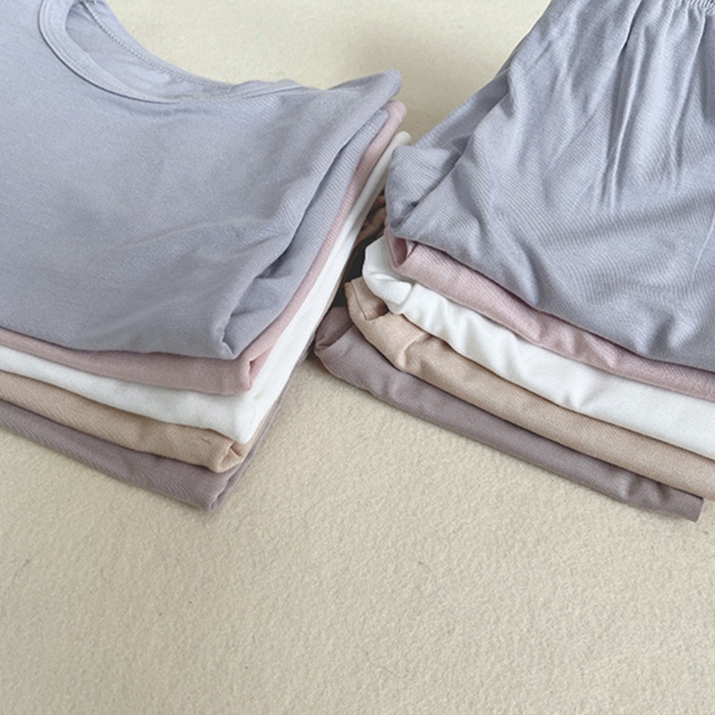 Set Đồ Mùa Hè 2 Món Gồm Áo Thun Cổ Thuyền + Quần Ngắn Màu Trơn Cho Bé 1-5 Tuổi