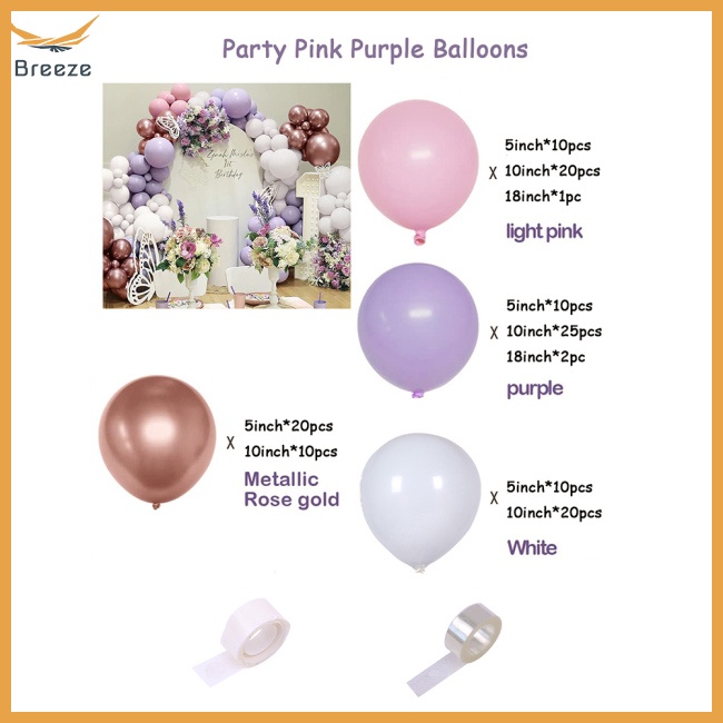 Set 130 Bong Bóng Cao Su Trang Trí Tiệc