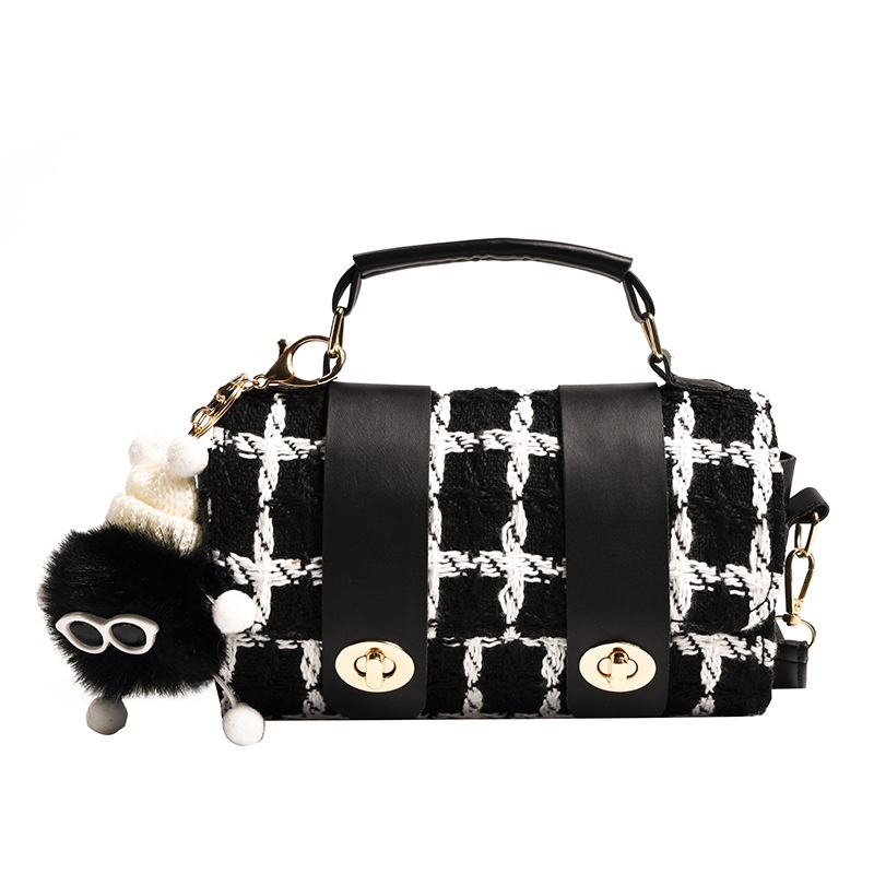 Túi Xách Đeo Vai Hình Vuông Cỡ Nhỏ Họa Tiết Kẻ Sọc Hai Khóa Thời Trang Mùa Xuân 2023