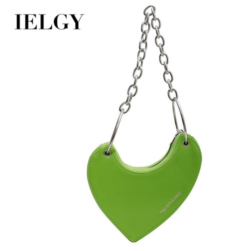 Ielgy Túi Đeo Vai Phối Dây Xích Trái Tim Phong Cách Hàn Quốc Chất Lượng Cao Cho Nữ