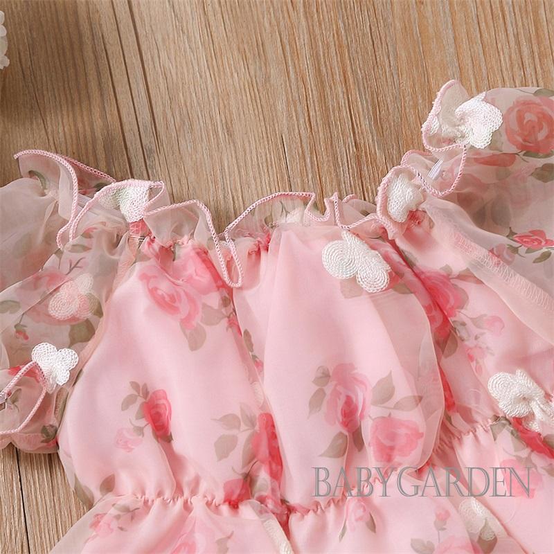 Set Áo Cổ Thuyền Ngắn Tay + Quần Short In Hoa Thời Trang Dạo Phố Cho Bé Gái 2-7 Tuổi