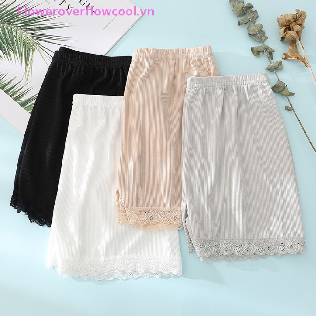 1 Quần Short Mặc Ngủ Phối Ren Lưng Cao Không Đường May Thời Trang Mùa Hè Cho Nữ