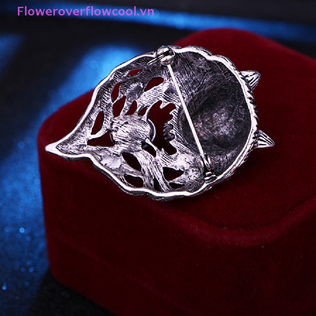 Ghim Cài Áo Hình Sói Đính Đá Phong Cách Vintage Mới Cho Nam