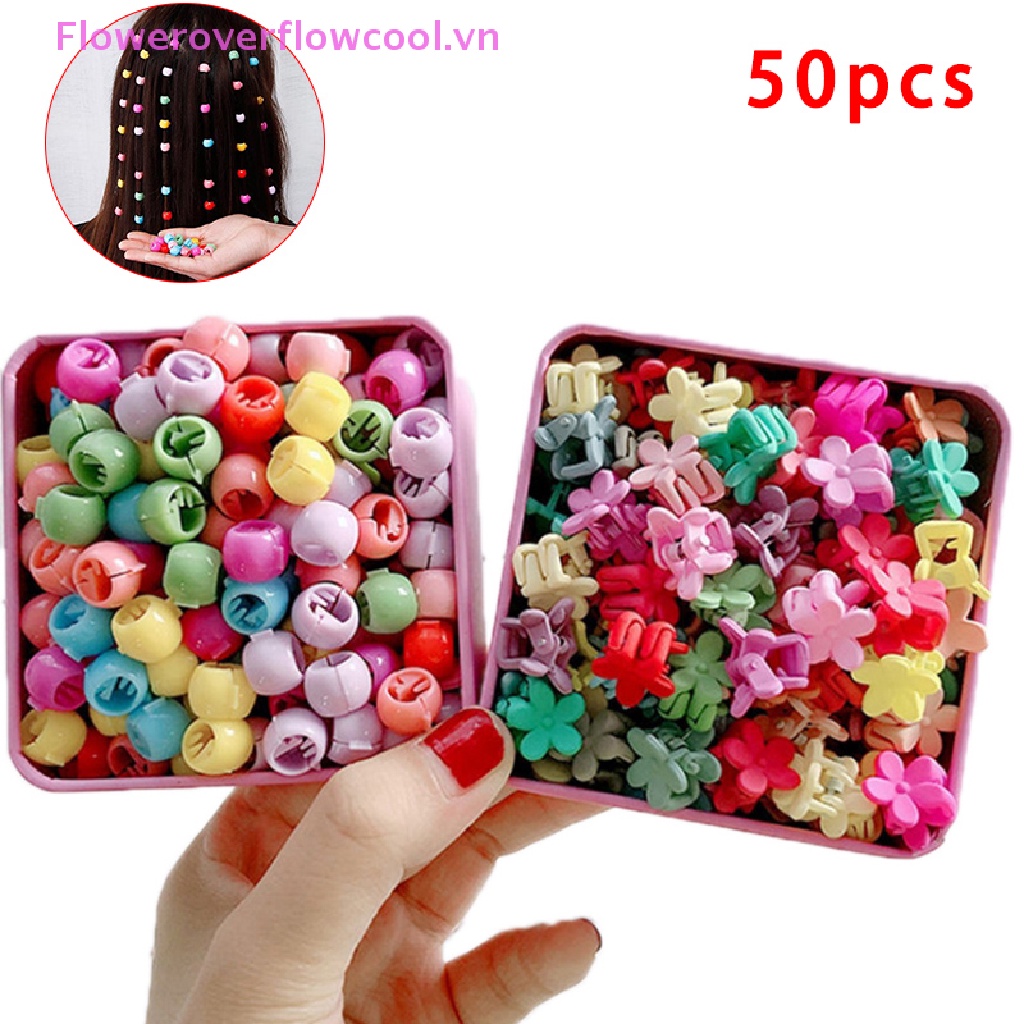Set 50 Kẹp Tóc Càng Cua Đính Hoa / Thỏ Mini Dễ Thương Cho Bé Gái Hot!