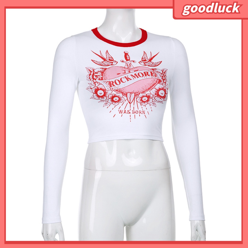 Áo Thun Lửng Tay Dài In Họa Tiết Hoa Và Chim Thời Trang Dành Cho Nữ