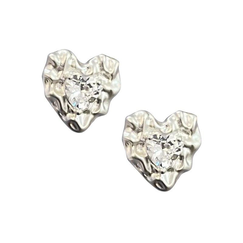 1 Cặp Bông Tai Hình Ngôi Sao / Trái Tim Đính Đá Phong Cách Hip hop Đường Phố Âu Mỹ