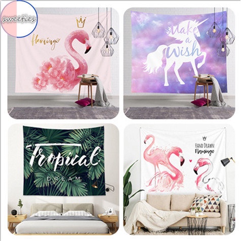 Thảm Treo Tường Trang Trí 100 * 75cm In Họa Tiết Chim Hồng Hạc / Lá Cây Phong Cách Bắc Âu