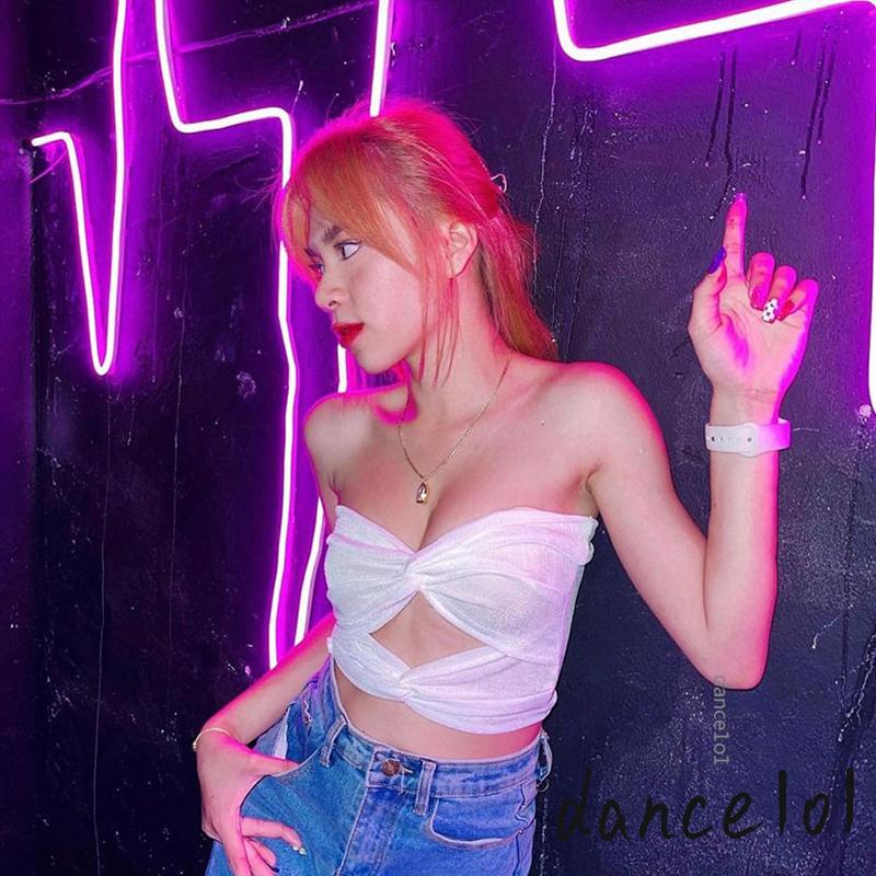 Áo Hở Vai Thắt Nút Màu Trơn Dành Cho Nữ Nhảy Múa1O1