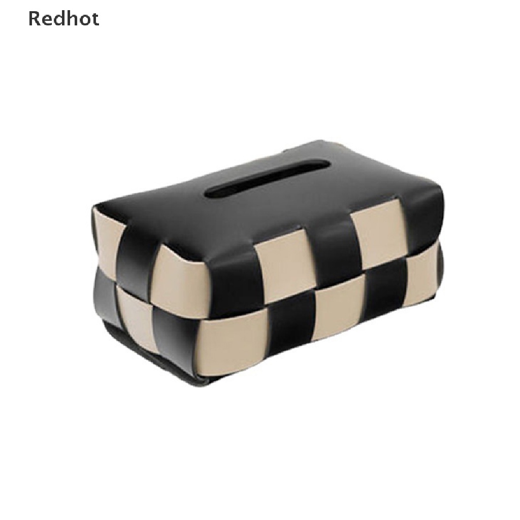 &lt; Redhot &gt; Hộp Đựng Khăn Giấy Bàn Cờ Dệt Bằng Da Kiểu Retro