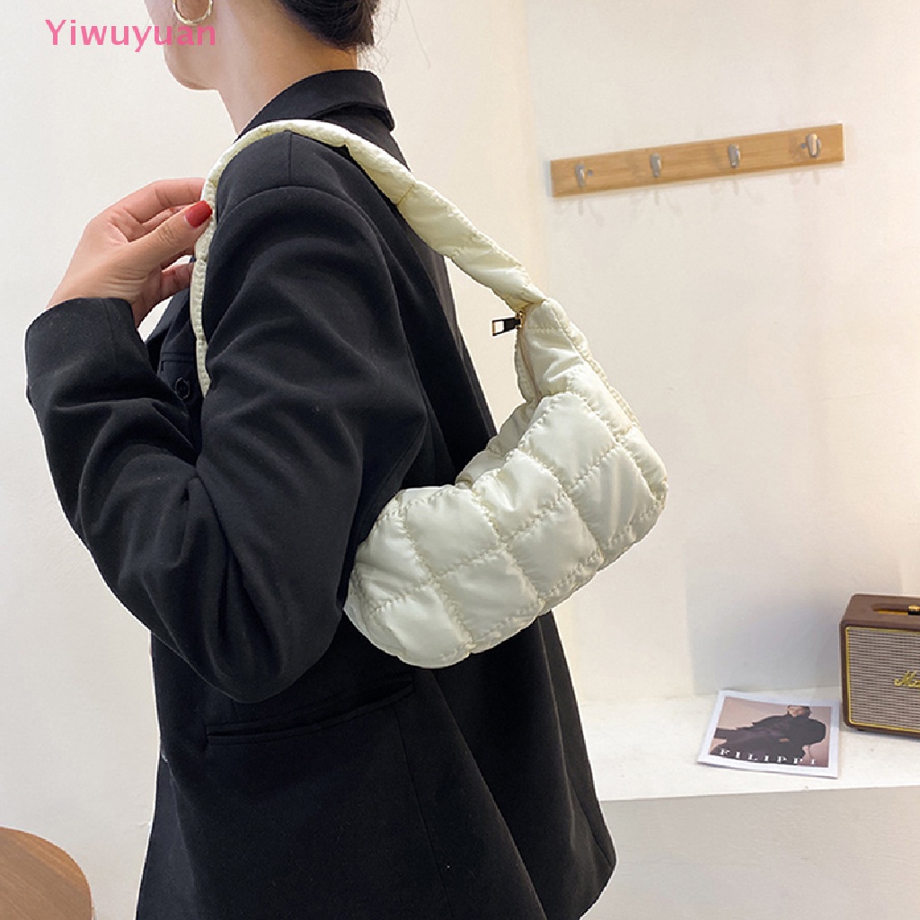 &lt; Yiwuyuan &gt; Túi Xách Đeo Dưới Cánh Tay Bằng Vải Oxford Thêu Họa Tiết Hình Thoi Đơn Giản Mẫu Mới Cho Nữ