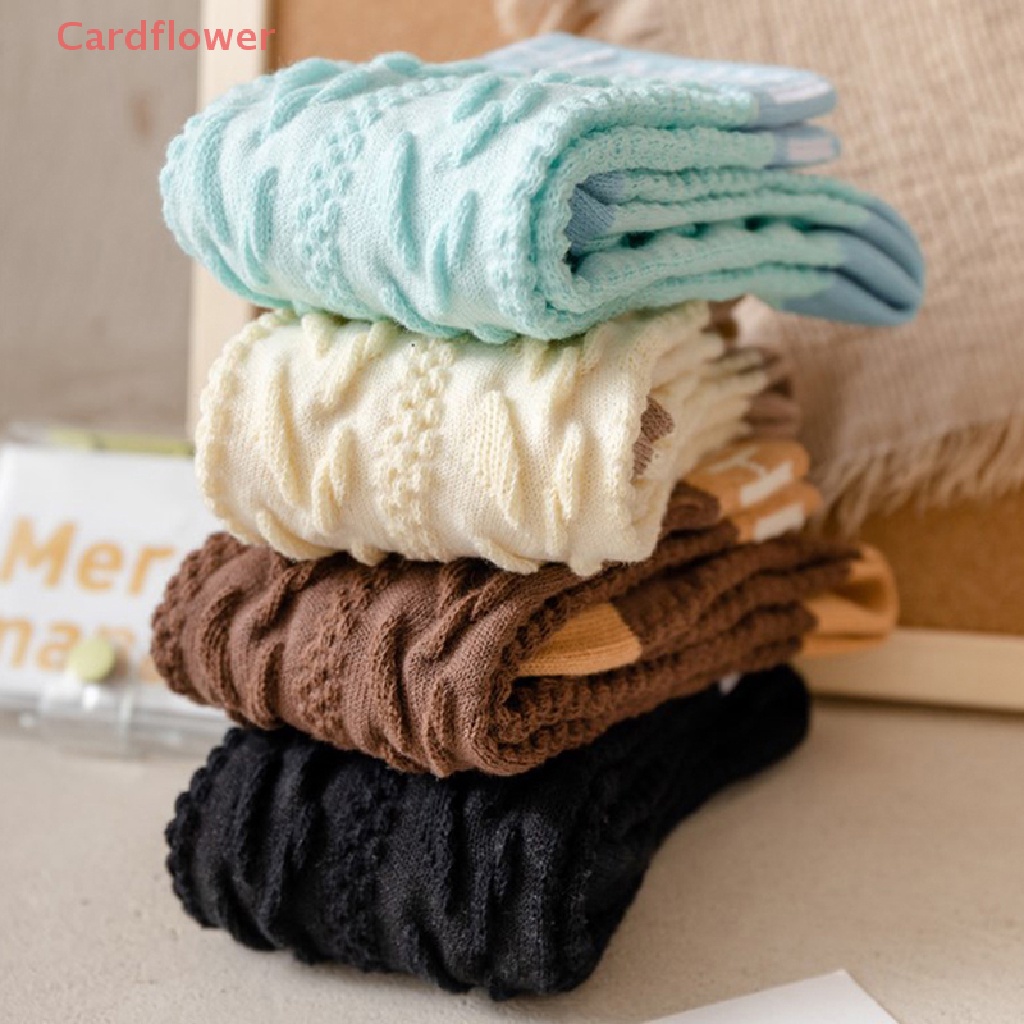 < Cardflower > Vớ Cao Ngang Bắp Chân Mỏng Thoáng Khí Họa Tiết Ba Chiều Vintage Nhật Bản Thời Trang Xuân Hè Mới