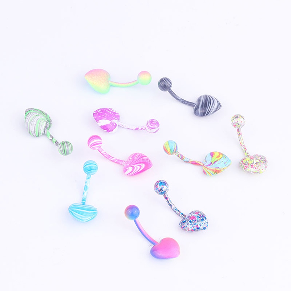 Set 5 / 10 Khuyên Rốn Hình Trái Tim Nhiều Màu Sắc