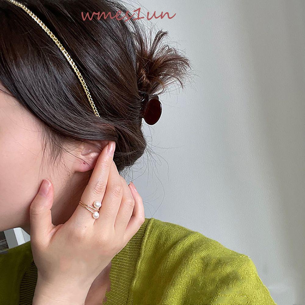 Băng Đô Cài Tóc Phối Dây Xích Bằng Kim Loại Mỏng 15H Thời Trang Cho Nữ