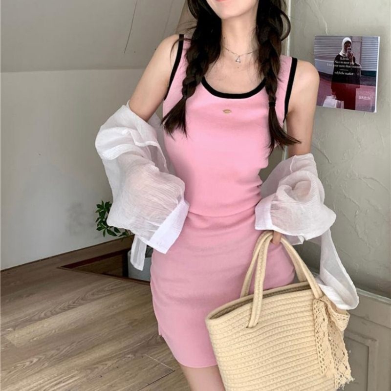 Đầm Không Tay Ôm Dáng Màu Trơn Thời Trang Dành Cho Nữ