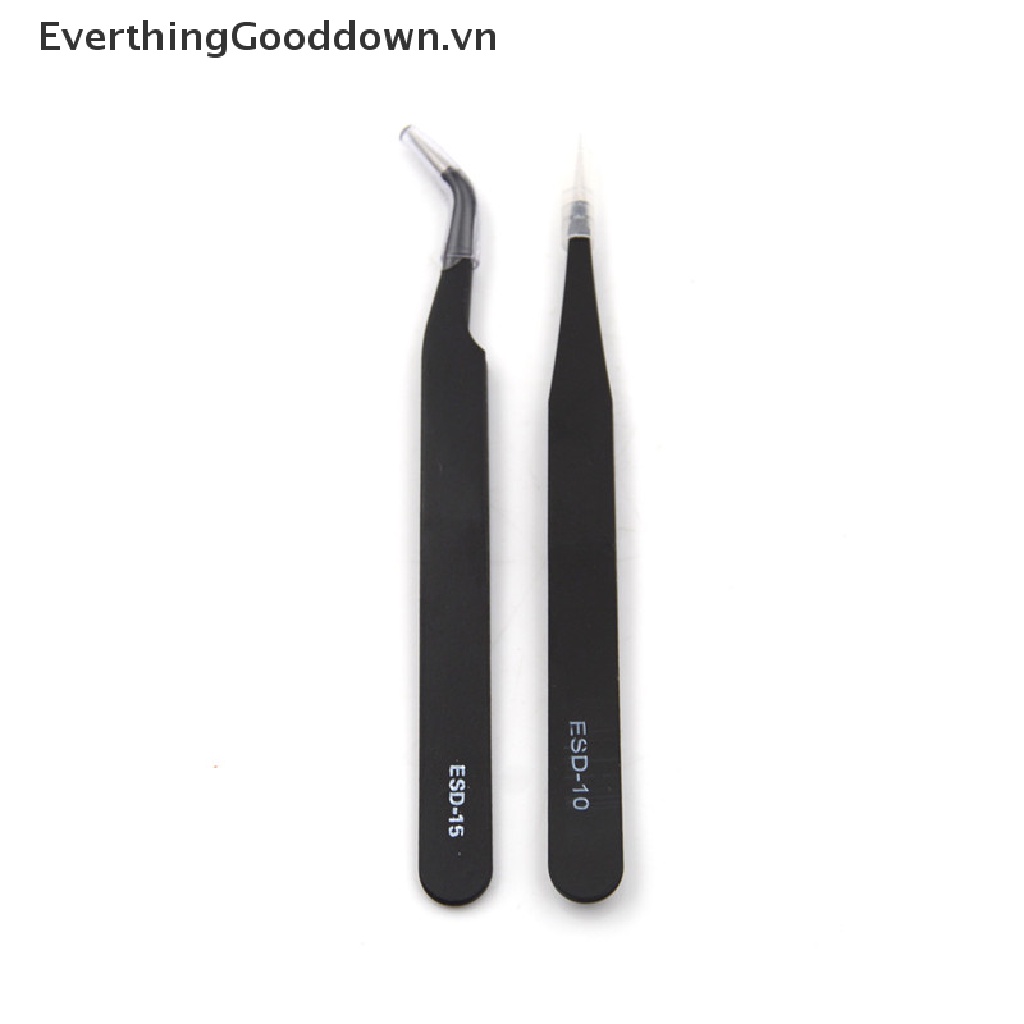 Everthinggooddown set 2 Nhíp Cong Thẳng Màu Đen Chống Tĩnh Điện Thời Trang vn