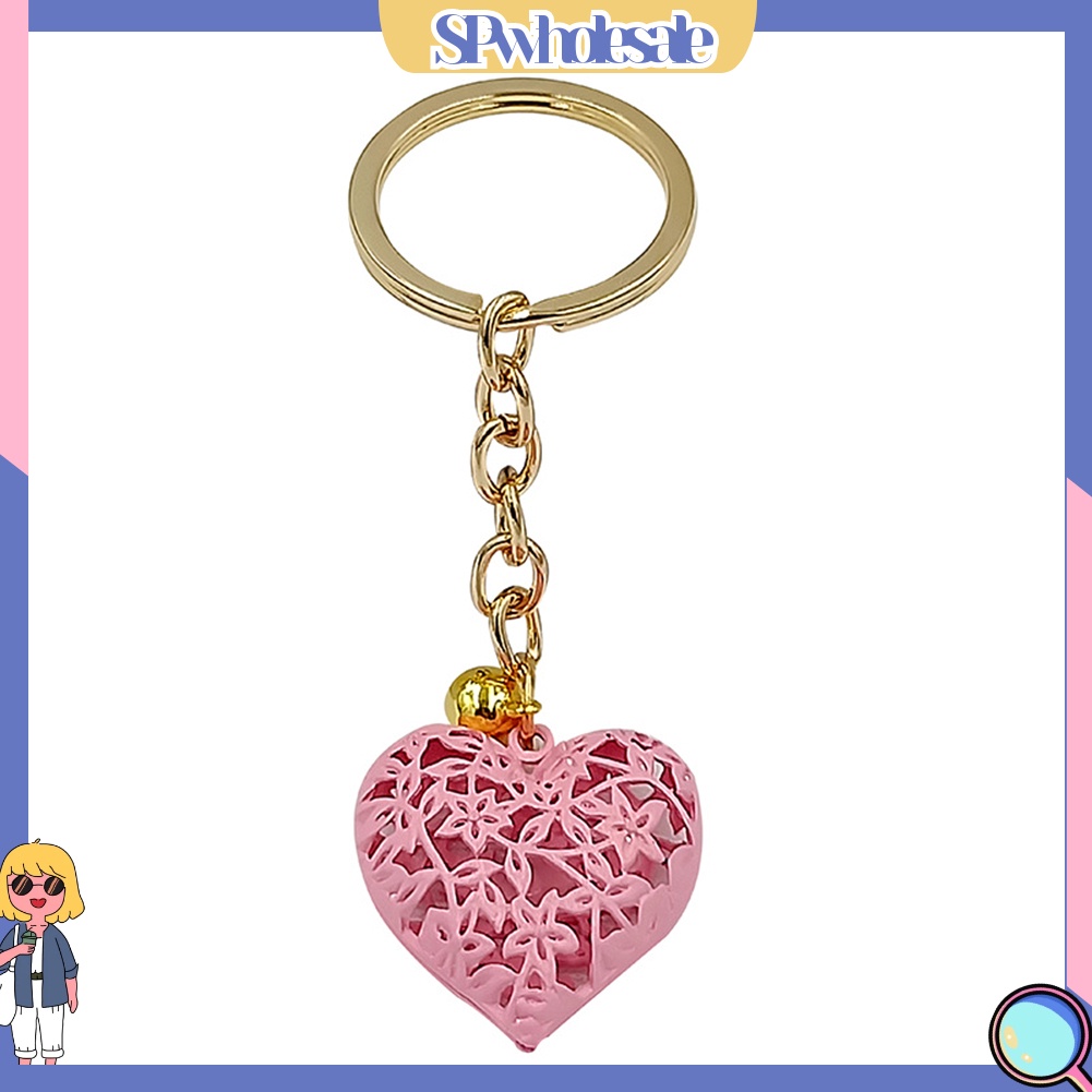 <SPwholesale> Móc Chìa Khóa Hình Trái Tim Khoét Rỗng Gắn Chuông Sành Điệu Unisex