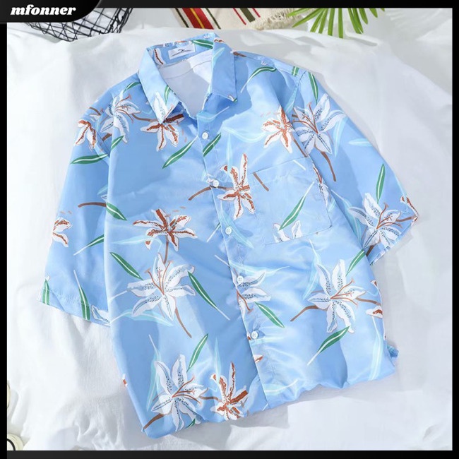 Áo Sơ Mi Nam Tay Ngắn Dáng Rộng Phong Cách Bãi Biển Hawaii Thời Trang Mùa Hè