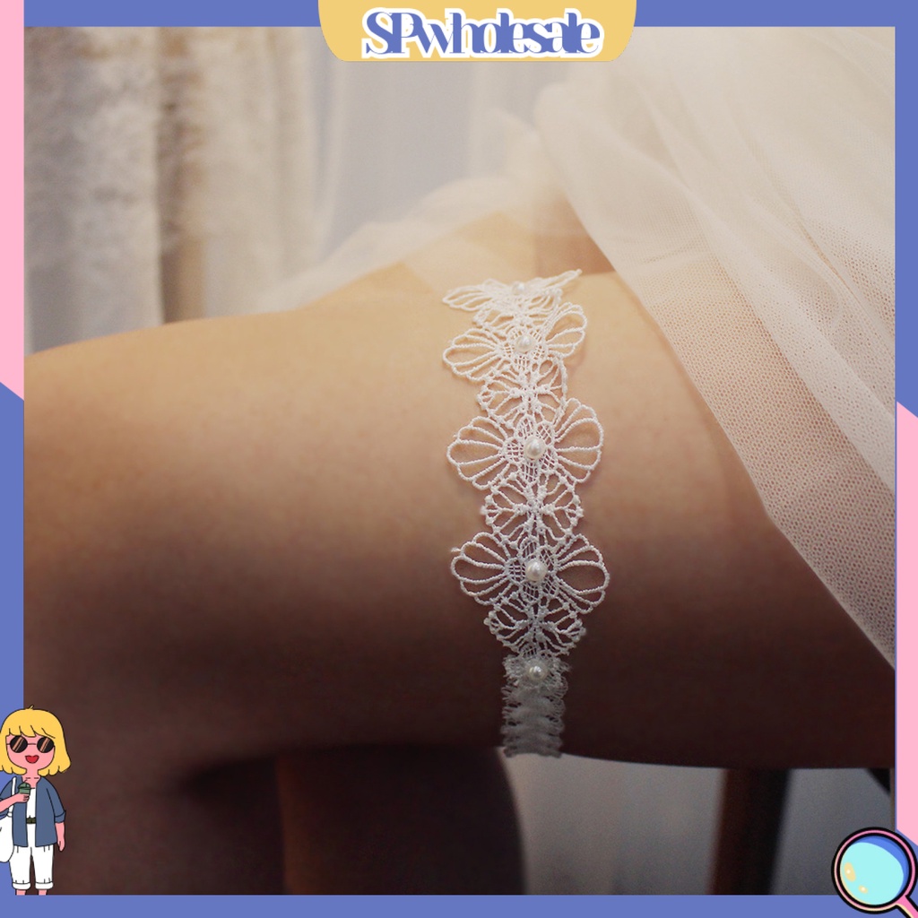 &lt;SPwholesale&gt; Đai Nịt Bít Tất Ren Rỗng Đính Ngọc Trai Nhân Tạo Quyến Rũ Cho Nữ &gt;