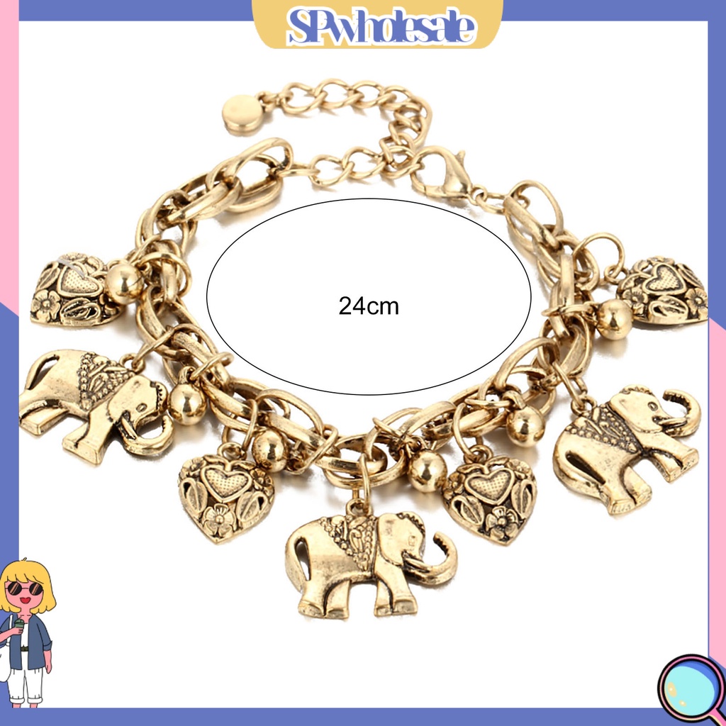 &lt;SPwholesale&gt; Lắc Chân Hợp Kim Mặt Hình Voi Đơn Giản Có Thể Điều Chỉnh Cho Nữ