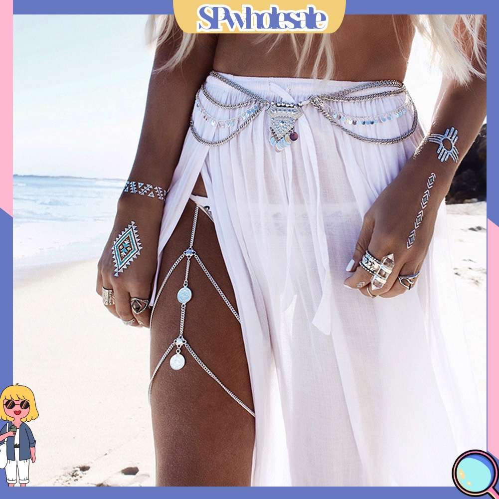 &lt;SPwholesale&gt; Chuỗi Dây Tua Rua Đeo Đùi Nhiều Lớp Phong Cách Retro Gợi Cảm Cho Nữ