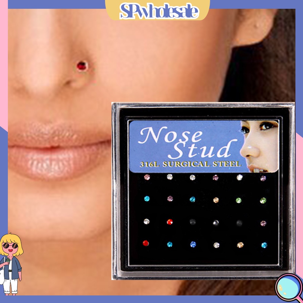 &lt;SPwholesale&gt; Bộ 12 Cặp Khuyên Xỏ Cơ Thể Bằng Thép Không Gỉ Đính Đá Cá Tính