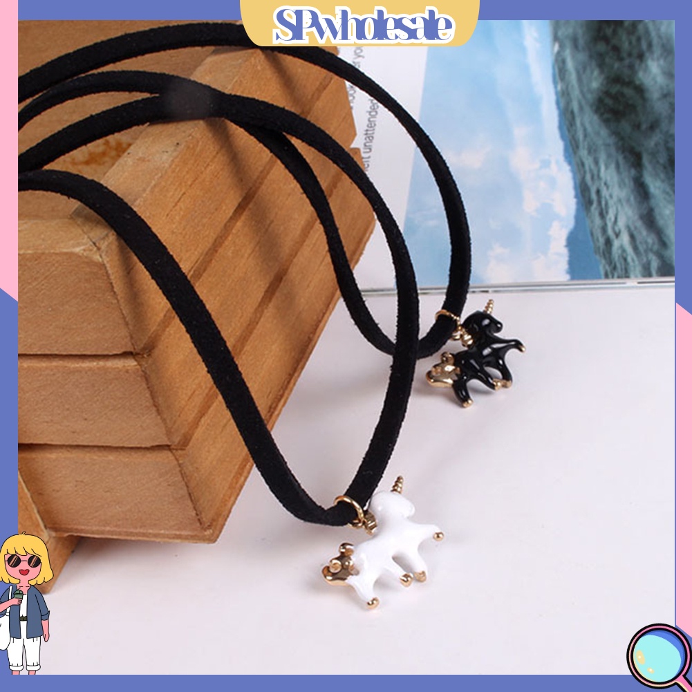 &lt;SPwholesale&gt; Vòng cổ Giả Da Mặt Hình Ngựa Một Sừng Thời Trang