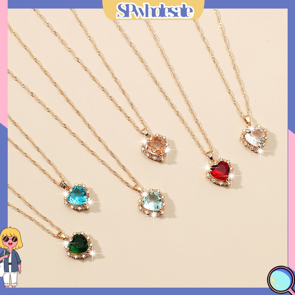 &lt;SPwholesale&gt; Vòng cổ Mặt Trái Tim Đính Đá Sang Trọng Cho Nữ