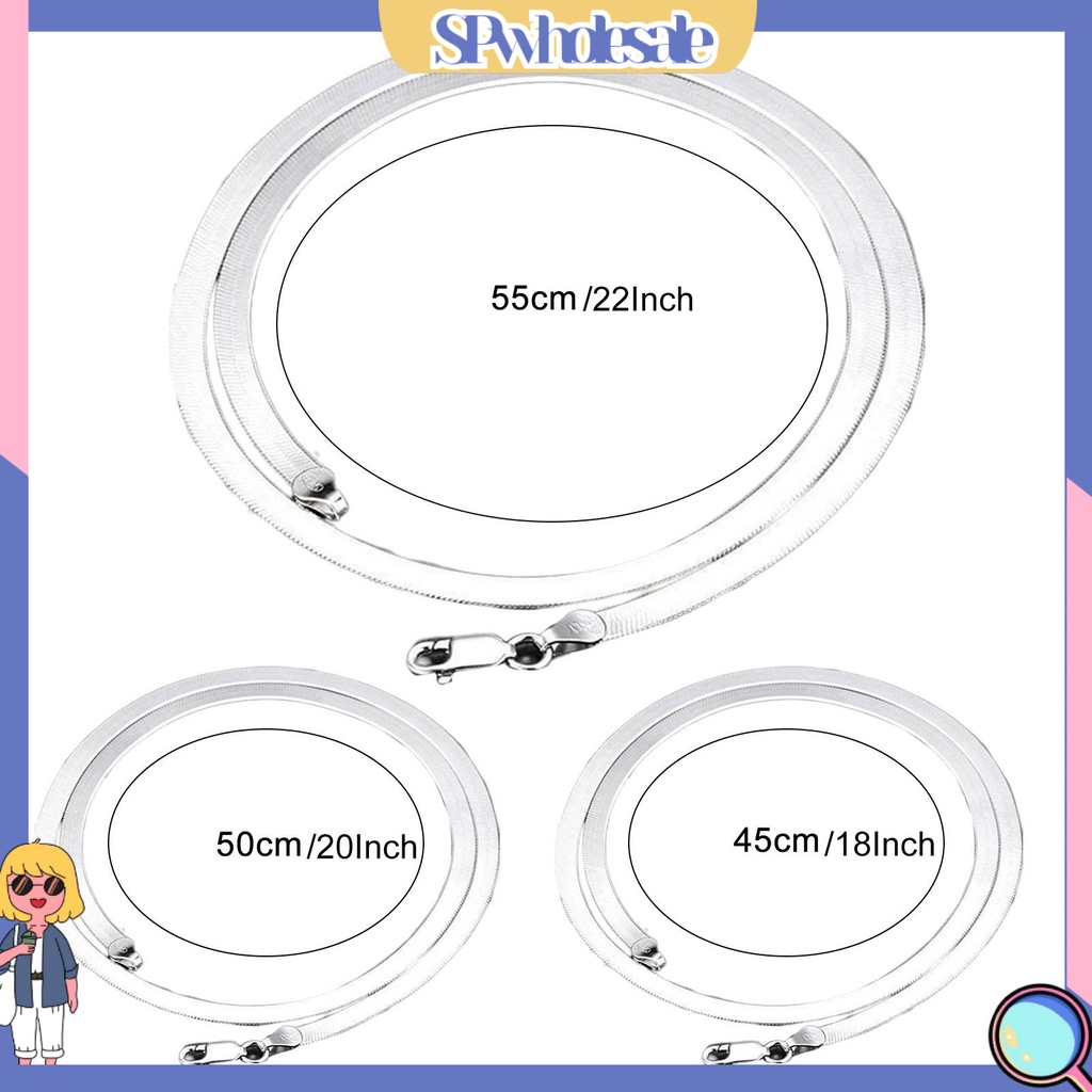 &lt;SPwholesale&gt; Vòng cổ Dạng Xương Cá Phẳng Mạ Điện Rộng Trang Sức Unisex Lâu Trôi Kiểu Ý Mặc Hàng Ngày