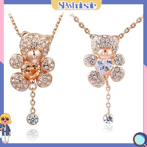 &lt;SPwholesale&gt; Vòng cổ Mạ Vàng 18K Mặt Hình Gấu Dễ Thương