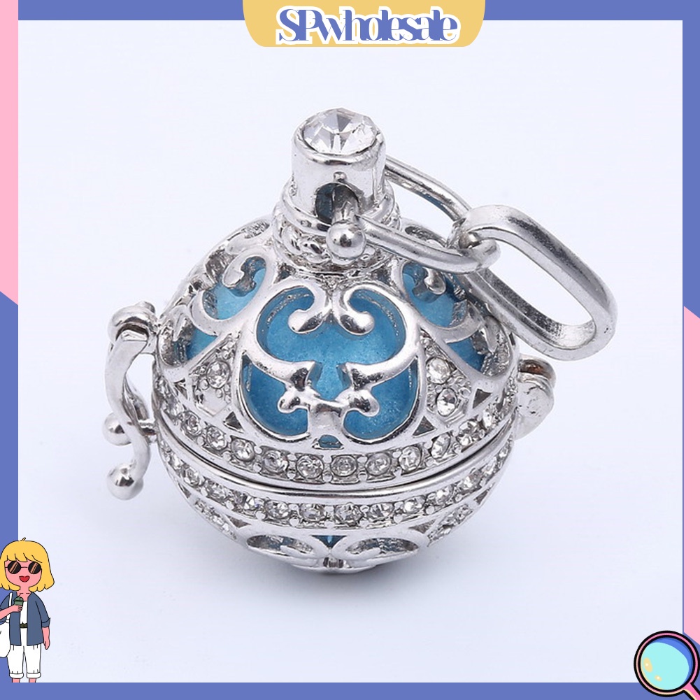 &lt;SPwholesale&gt; Vòng cổ Mặt Đá CZ Chime Bell Harmony Tròn Khắc Hoa Cổ Điển Cho Nữ