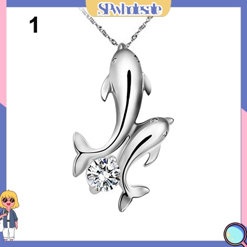 &lt;SPwholesale&gt; Vòng cổ Mạ Bạc Mặt Hình Cá Heo Dễ Thương