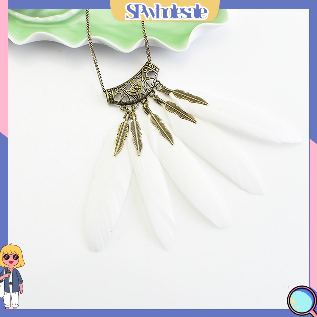 &lt;SPwholesale&gt; Vòng cổ Mặt Lông Vũ Kim Loại Phong Cách Bohomian