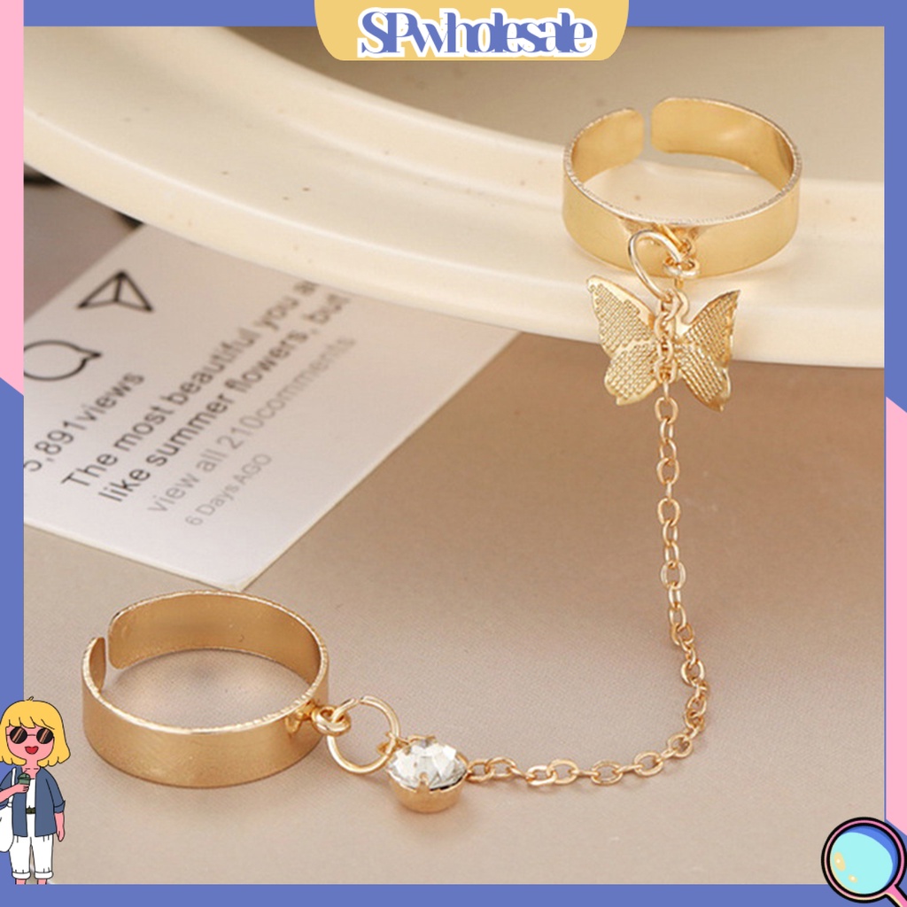 <SPwholesale> Bộ Nhẫn Đeo Đốt Ngón Tay Bằng Hợp Kim Đính Đá Sang Trọng