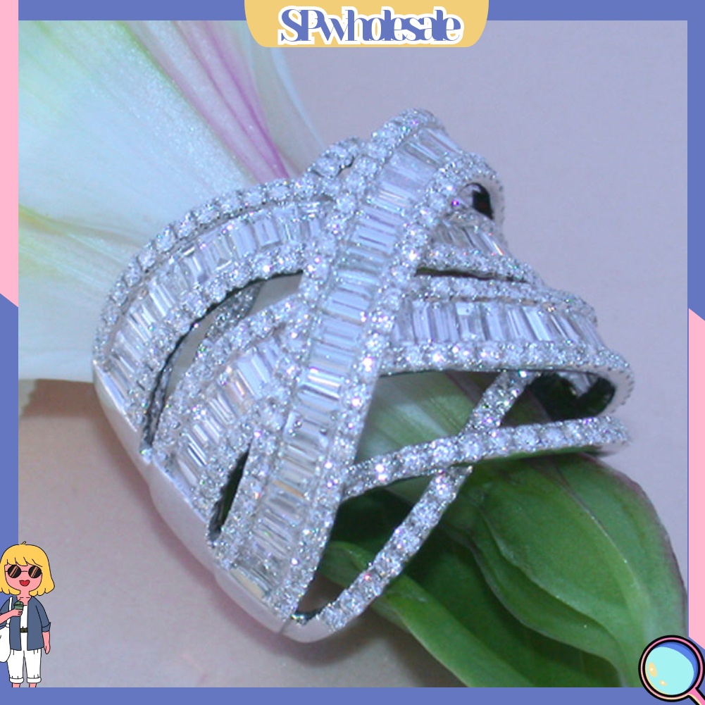 <SPwholesale> Nhẫn Cưới Nhiều Lớp Đính Đá Thời Trang Dành Cho Nữ