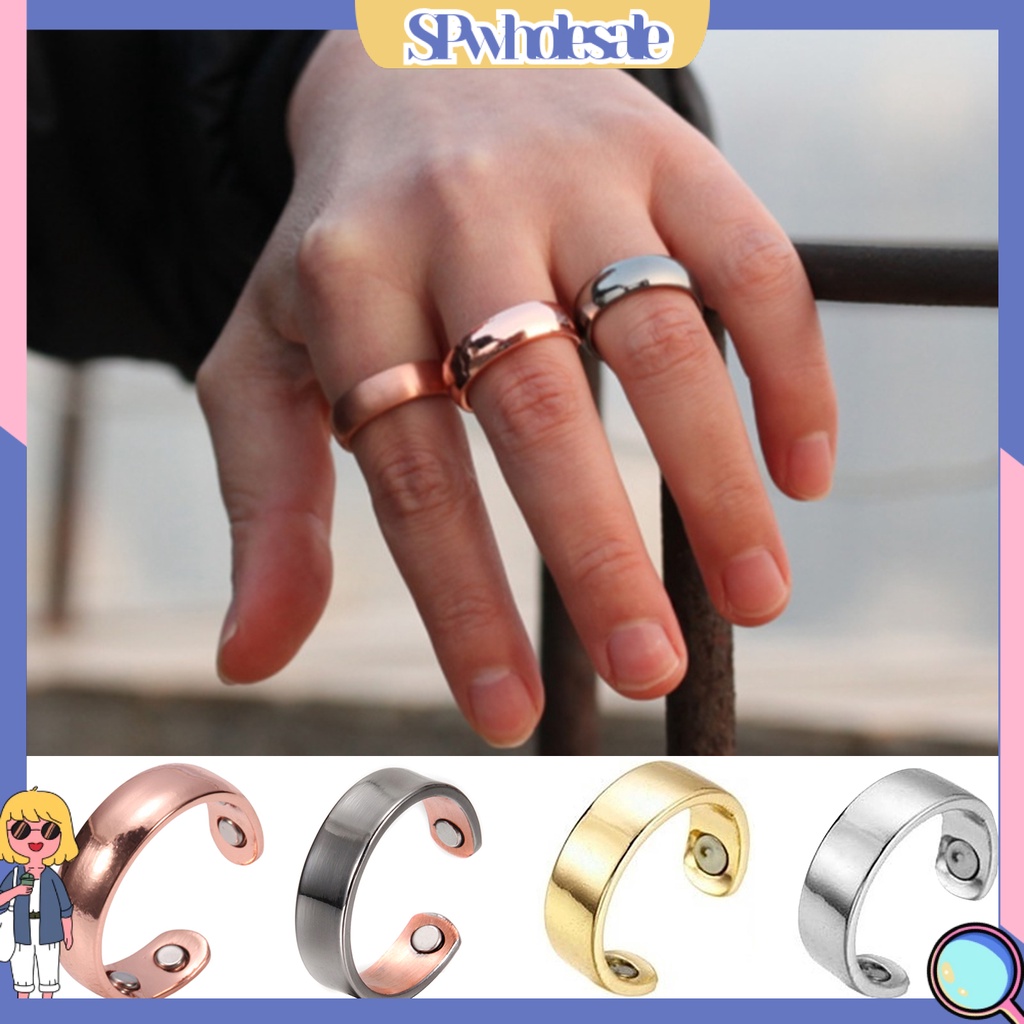 &lt;SPwholesale&gt; Nhẫn Hở Mạ Điện ic Hình Học Quà Tặng Sinh Nhật Cho Nam