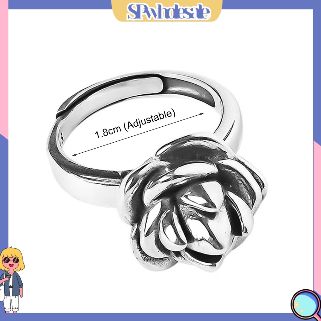 &lt;SPwholesale&gt; Nhẫn Đính Hôn Dạng Mở Hình Hoa Độc Đáo Thời Trang Cho Nữ